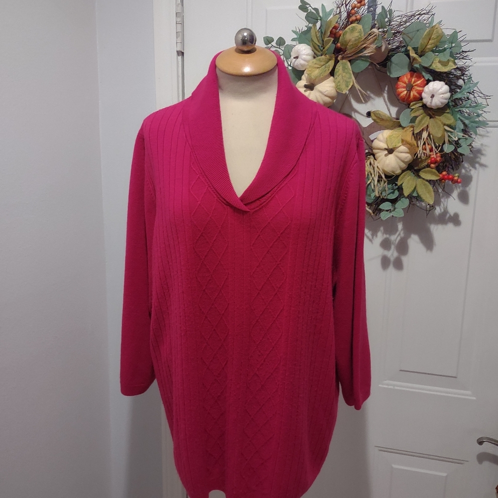 Allison Daley Pink V-Neck  Sweater XL